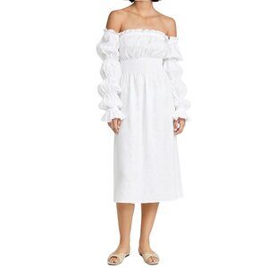 610. SLEEPER Michelin White Linen Midi Dress $320 NWT Small